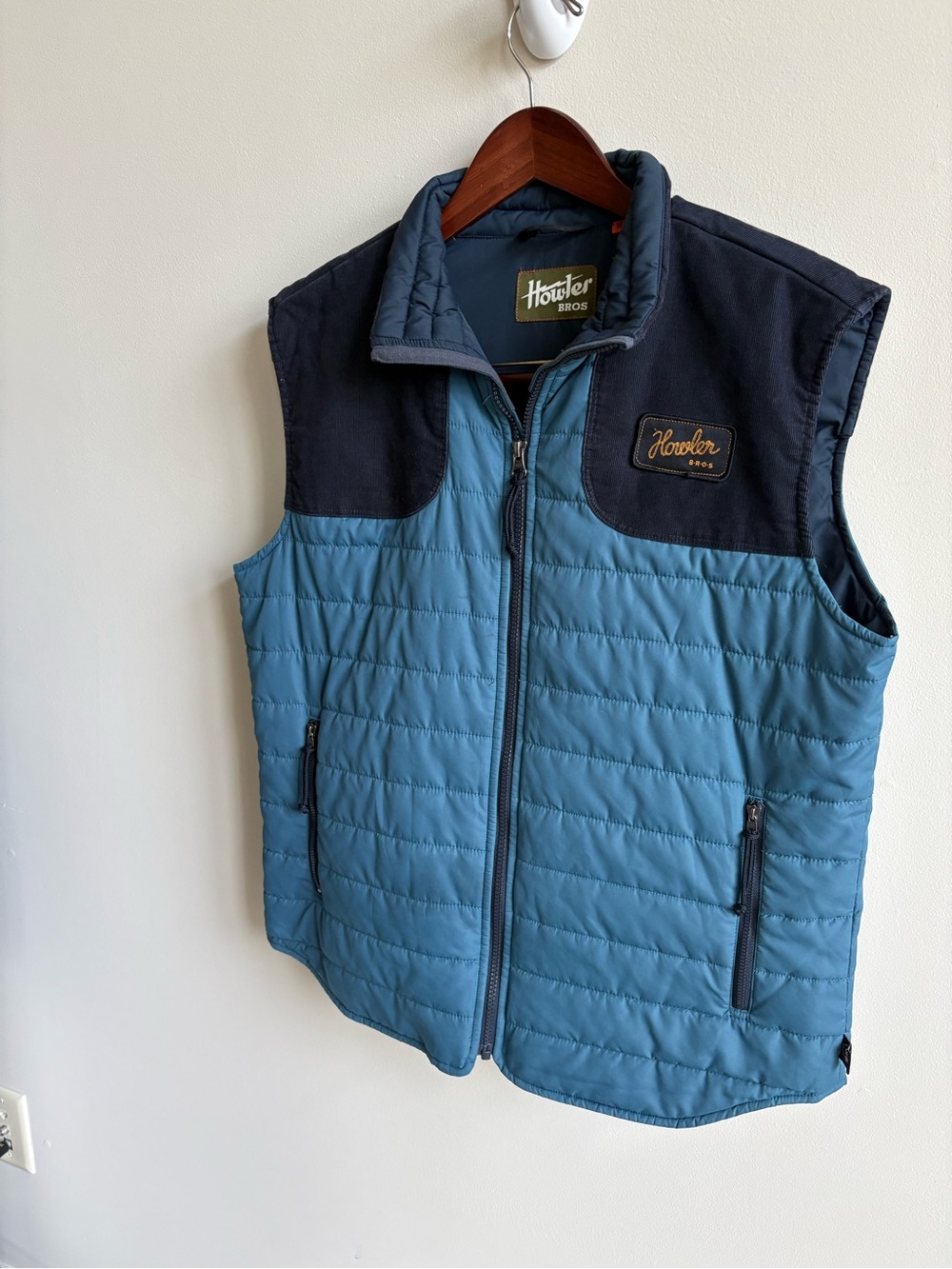 Howler Brothers Men's Quilted Light Blue & Navy Puffer Vest